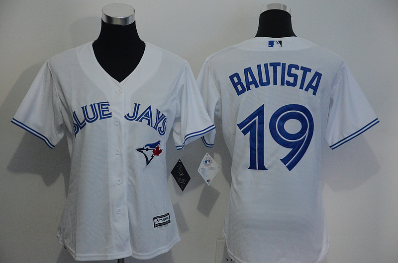 Womens 2017 MLB Toronto Blue Jays #19 Bautista White Jerseys->->Women Jersey